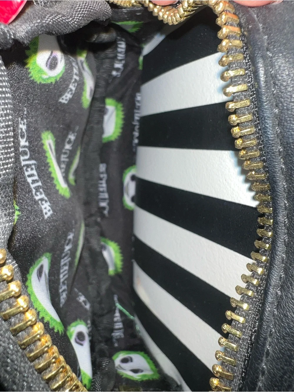 Loungefly Black White Green Beetlejuice Mini Backpack
